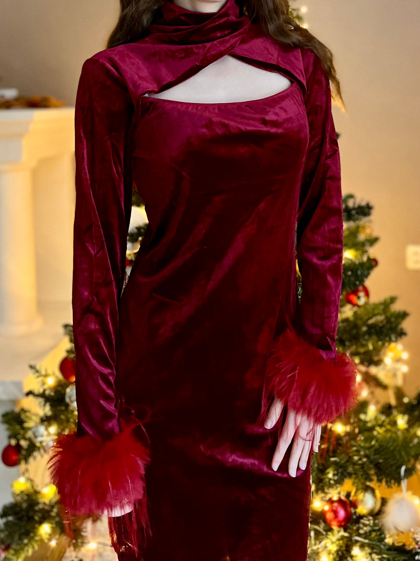 Robe en velours petite taille - bordeaux