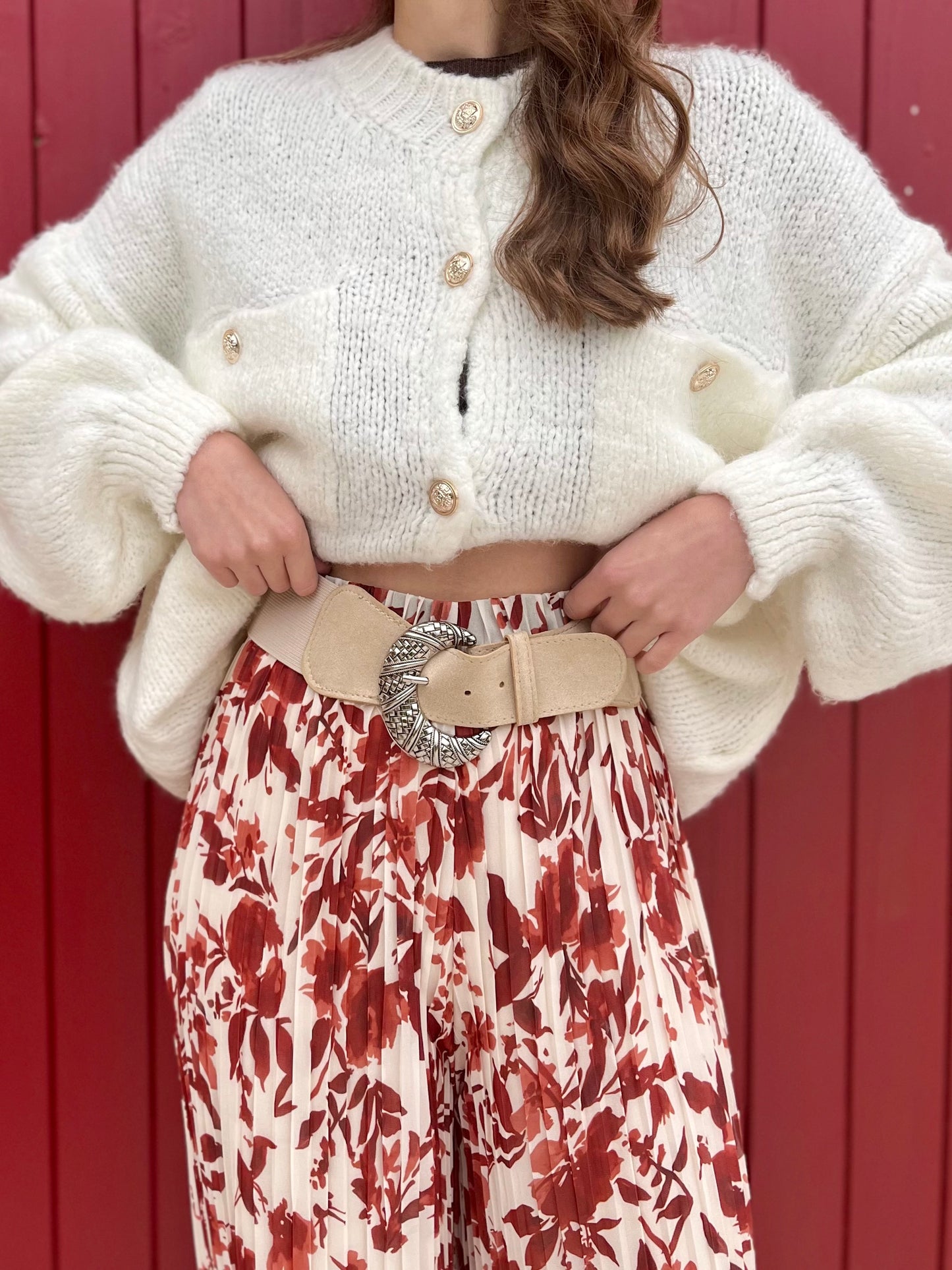 Pantalon plissé motifs - rouille