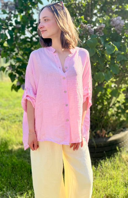 Chemise texturé - rose