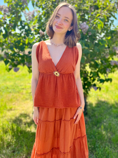 Jupe longue coton - terracota