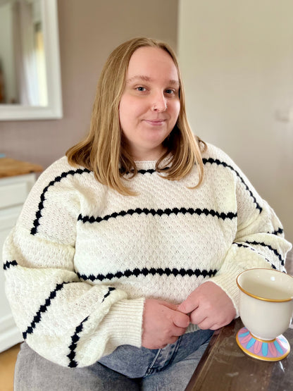 Pull col bateau - blanc et noir