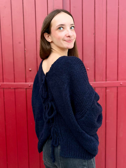 Cardigan à noeud - bleu marine