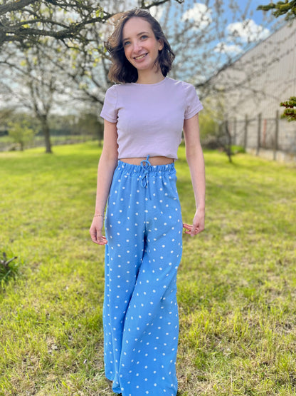 Pantalon à pois - bleu ciel