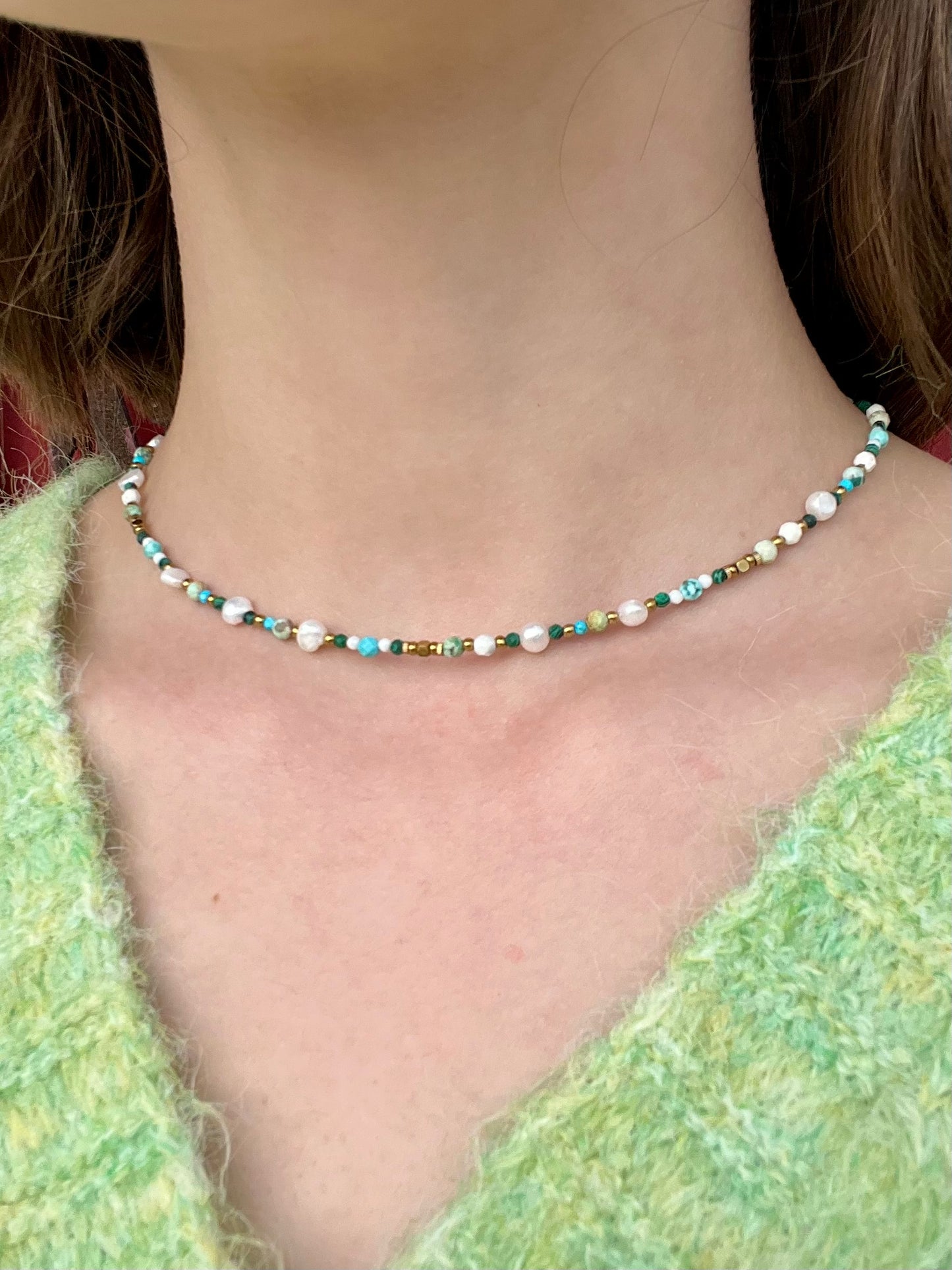 Collier ras de cou pierres naturelles - bleu￼