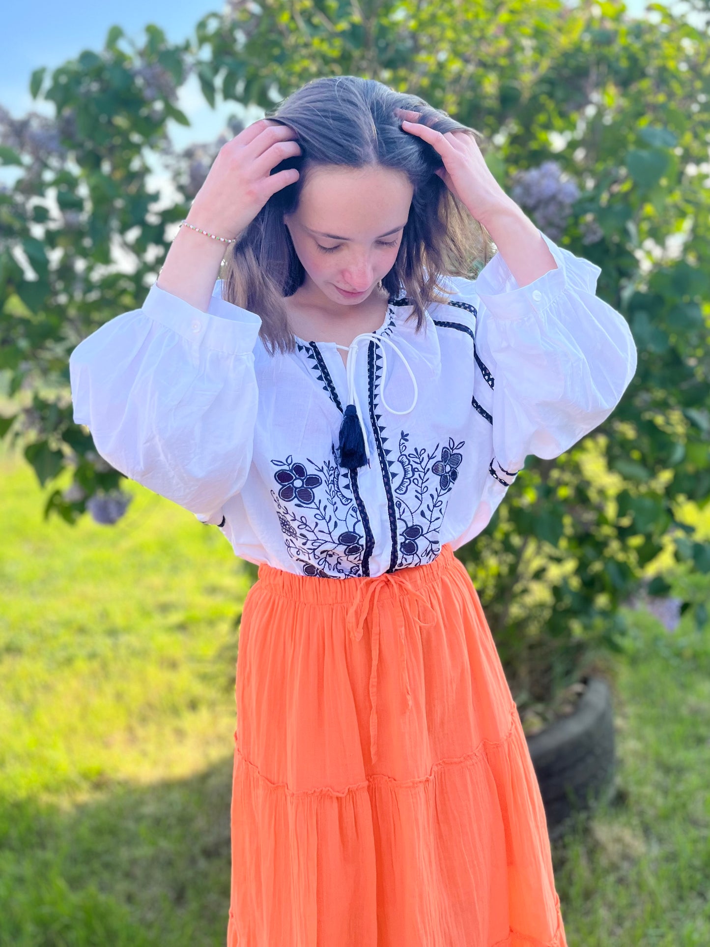 Blouse brodé - bleu marine