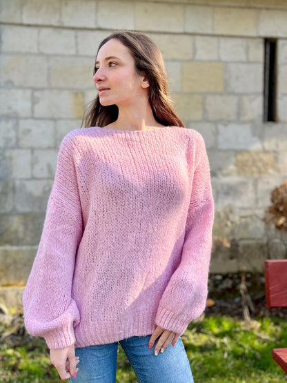 Gilet en laine avec noeud - rose pale