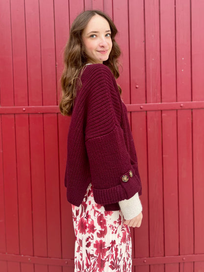 Pantalon plissé motifs - bordeaux