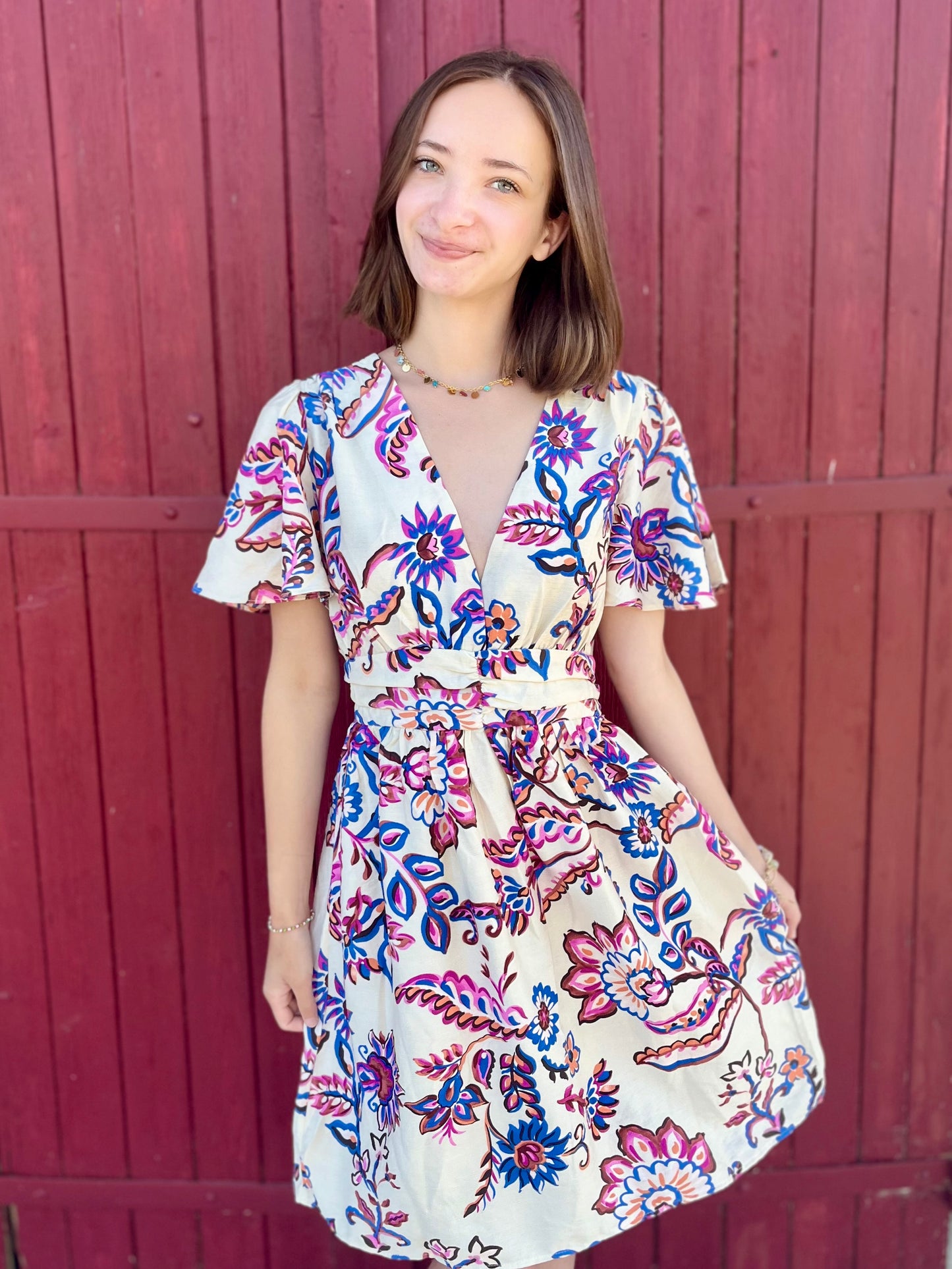 Robe courte à motifs
