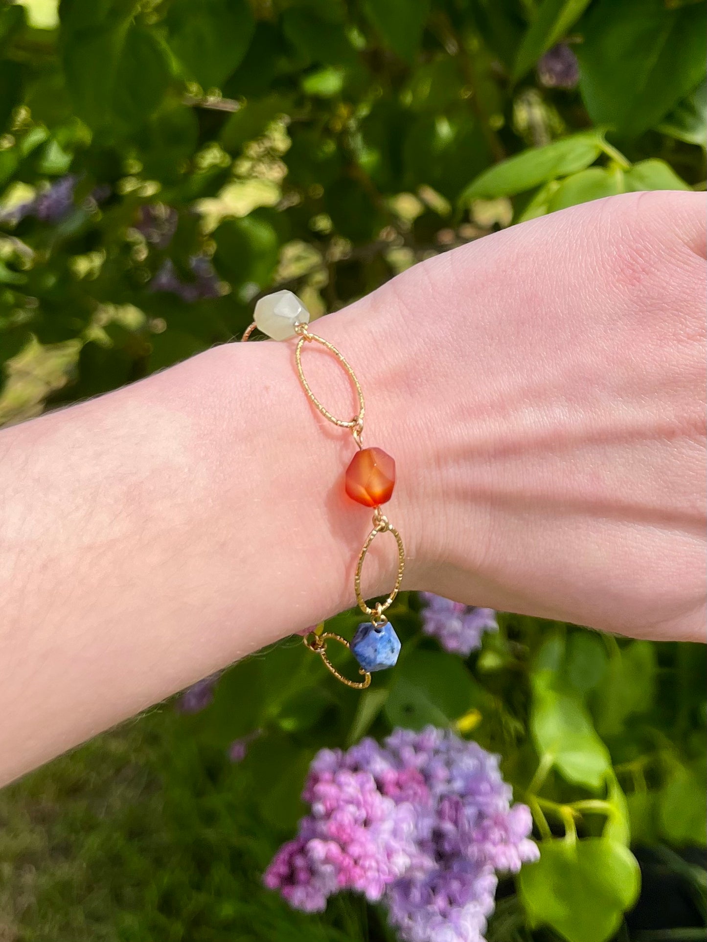 Bracelet maillons ovales strié - multicolore