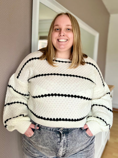 Pull col bateau - blanc et noir