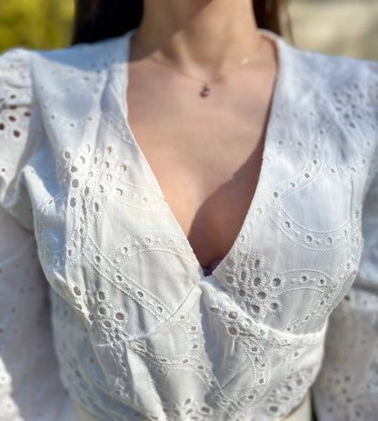 Robe courte en broderie - blanc