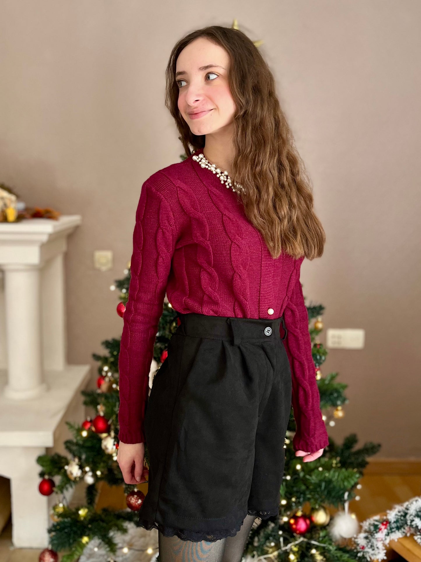 Short suédine avec dentelle - noir