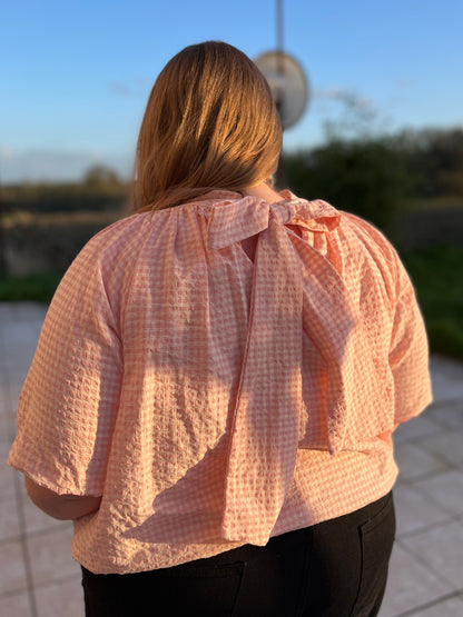 Blouse vichy - rose et blanc
