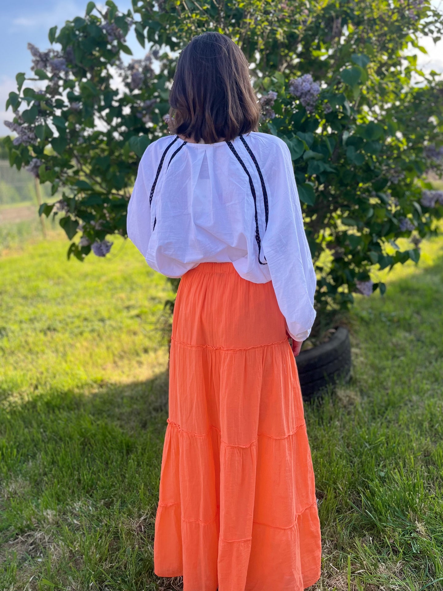 Jupe longue coton - orange