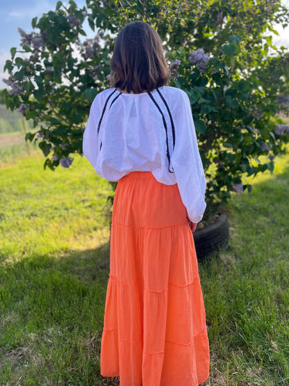 Jupe longue coton - orange