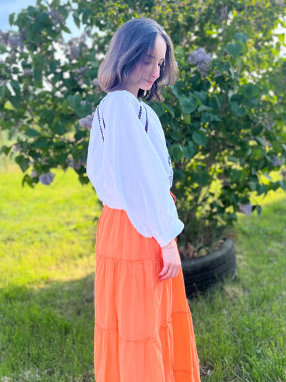 Jupe longue coton - orange