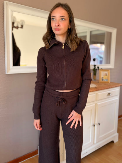 Ensemble en maille - marron