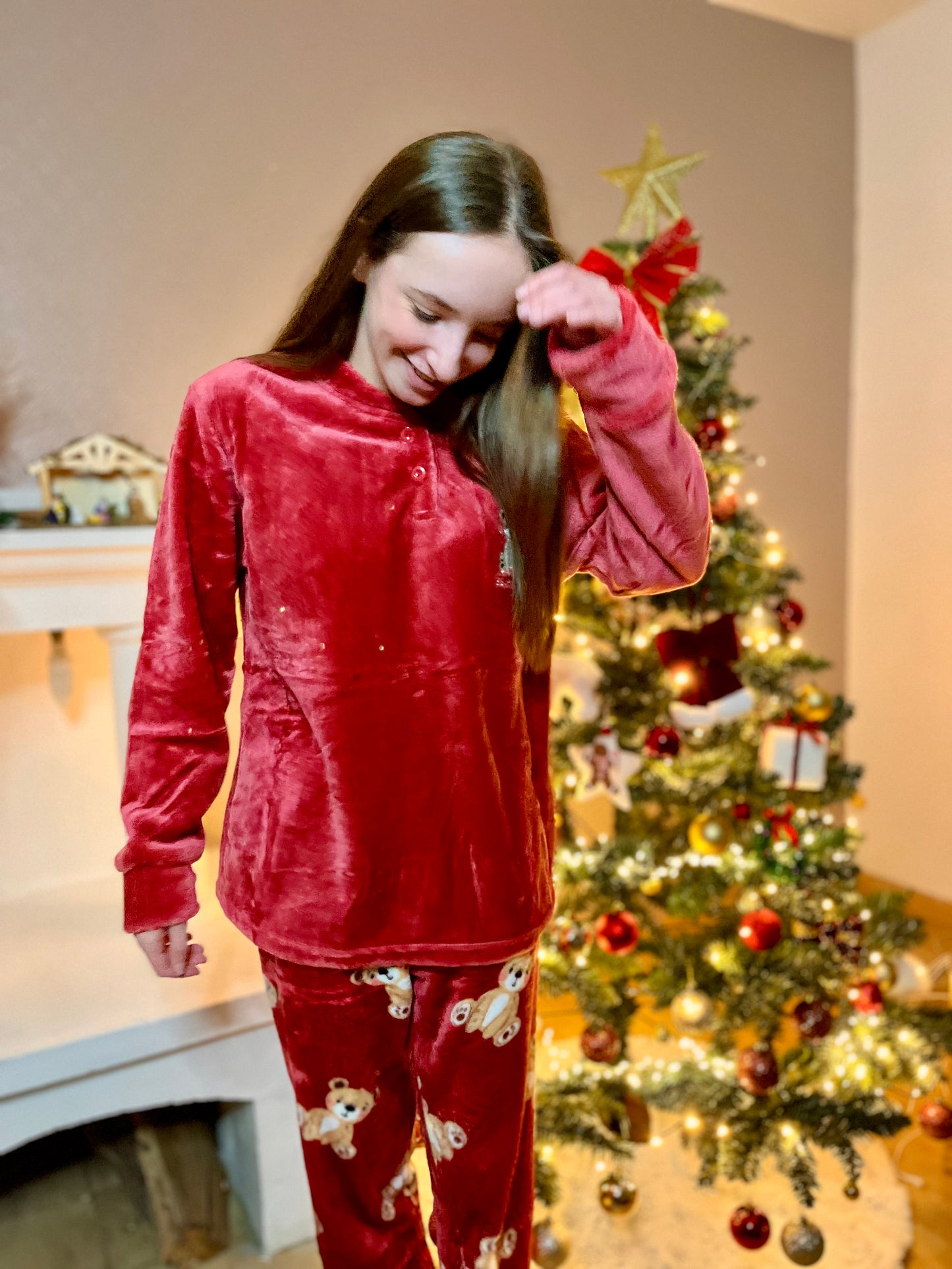 Pyjama ourson - rose rouge